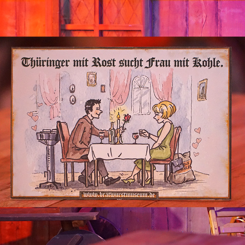 Preview: Lustiges Bratwurstspruch-Schild "Thüringer mit Rost"
