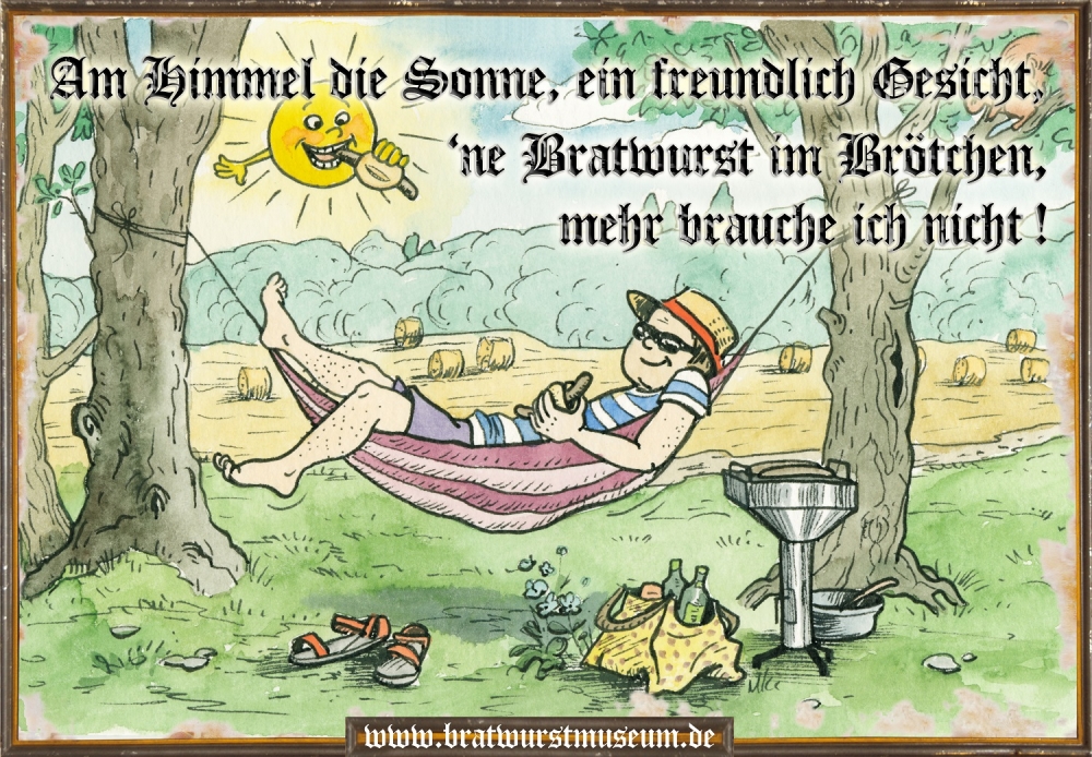 Lustiges Bratwurstspruch-Schild "Hängematte"