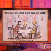 Lustiges Bratwurstspruch-Schild "Thüringer mit Rost"